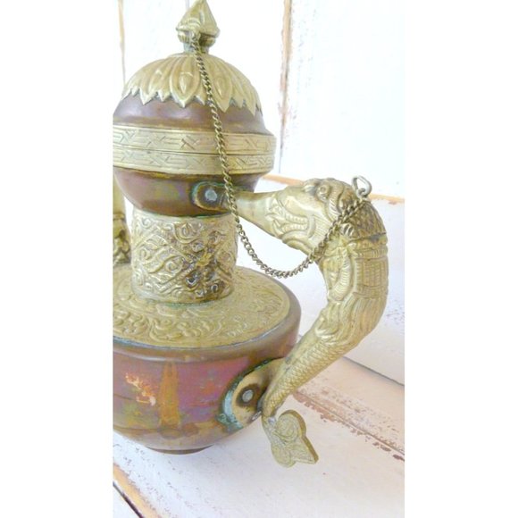 Primitive metal decorative dragon vintage tea pot - Picture 2 of 5